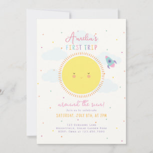 First Trip Around The Sun Girl 1st Birthday Party Invitation
