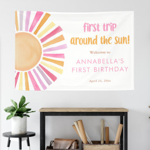 First trip around the sun girl 1st first birthday banner
