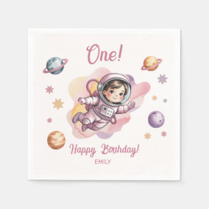 First Trip Around the Sun Girl Pink Birthday Napkin