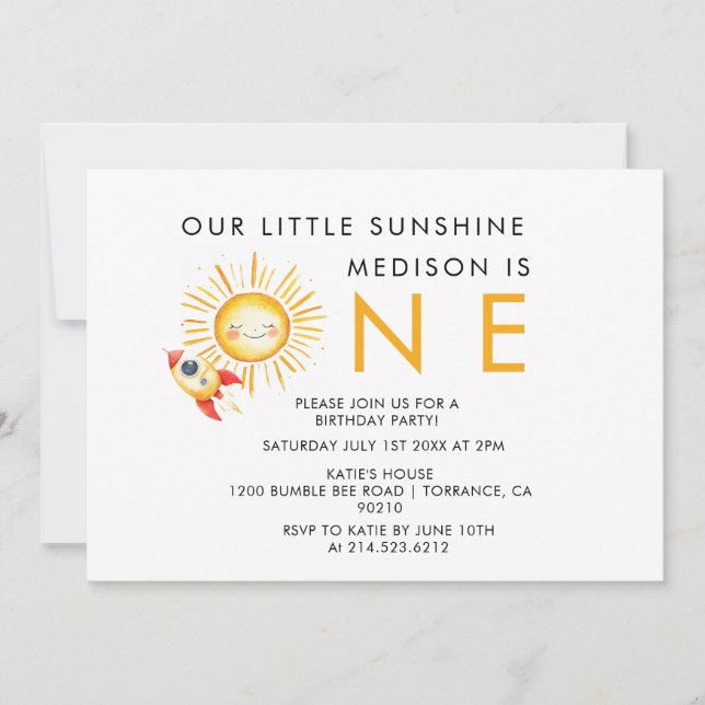 First trip around the sun invitation (Front)