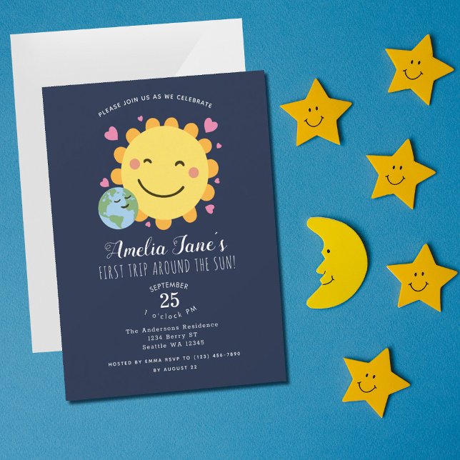 First Trip Around The Sun Kids 1st Birthday  Invitation (Creator Uploaded)