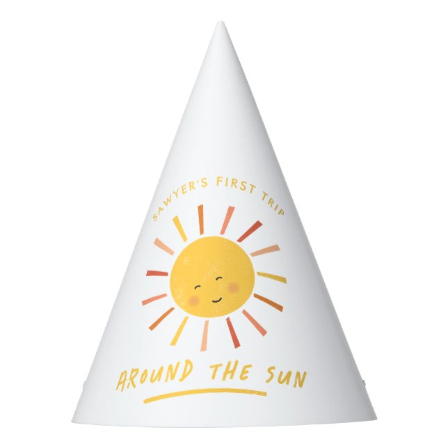 First Trip Around the Sun Kids 1st Birthday Party Hat (Front)