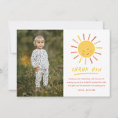 First Trip Around the Sun Kids Photo Birthday Thank You Card (Front)