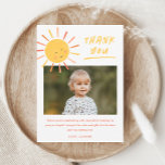 First Trip Around the Sun Kids Photo Birthday Thank You Card<br><div class="desc">A First Trip Around the Sun Kids Photo Birthday Thank You Card with cute sun and modern design. Click the edit button to customise this design with your details.</div>