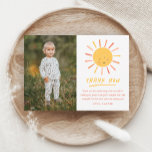 First Trip Around the Sun Kids Photo Birthday Thank You Card<br><div class="desc">A First Trip Around the Sun Kids Photo Birthday Thank You Card with cute sun and modern design. Click the edit button to customise this design with your details.</div>
