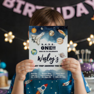 First Trip Around the Sun, Kids' Space Birthday Invitation