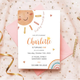 First Trip Around The Sun Little Sunshine Birthday Invitation