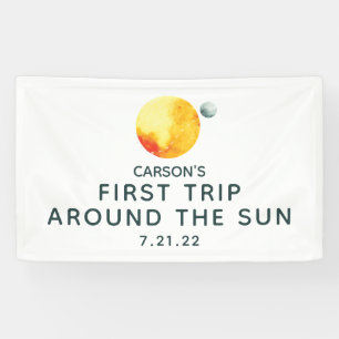 First Trip around the Sun Modern Space birthday Banner