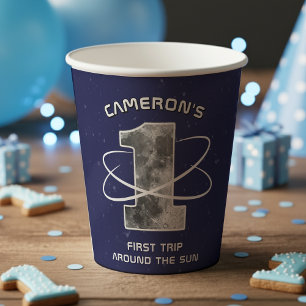 First Trip Around the Sun Moon One Birthday Party Paper Cups