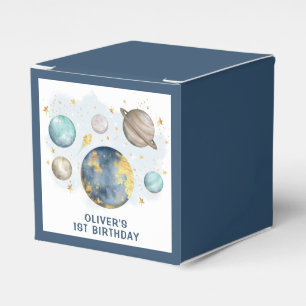 First Trip Around the Sun Navy Blue Boy Birthday Favour Box