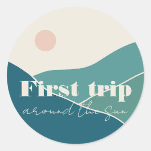 First Trip Around the Sun   Party Classic Round Sticker