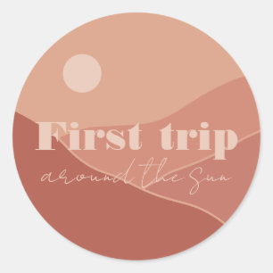 First Trip Around the Sun   Party Classic Round Sticker