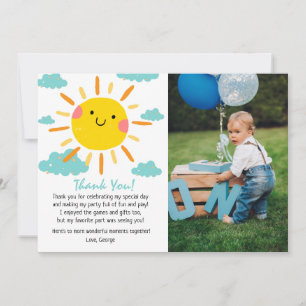 First Trip Around The Sun Photo 1st Birthday  Thank You Card