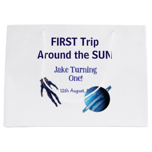 First trip around the sun planet astronaut birthda large gift bag