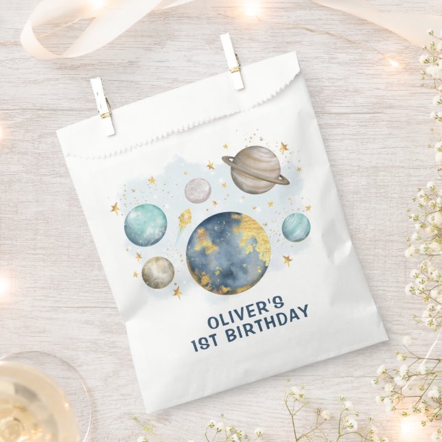 First Trip Around the Sun Planetarium Birthday Boy Favour Bags (Clipped)