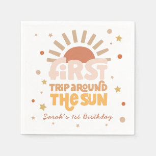 First Trip Around The Sun Retro 1st Birthday Napkin