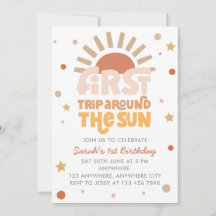 First Trip Around The Sun Retro Boho 1st Birthday