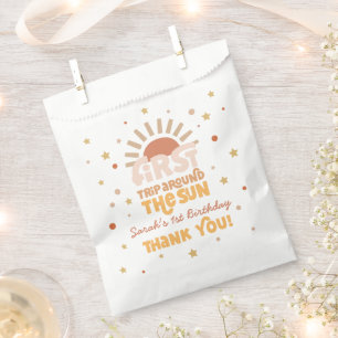 First Trip Around The Sun Retro Groovy Thank You Favour Bags