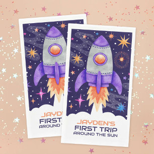 First Trip Around the Sun Rocket Ship Outer Space Napkin
