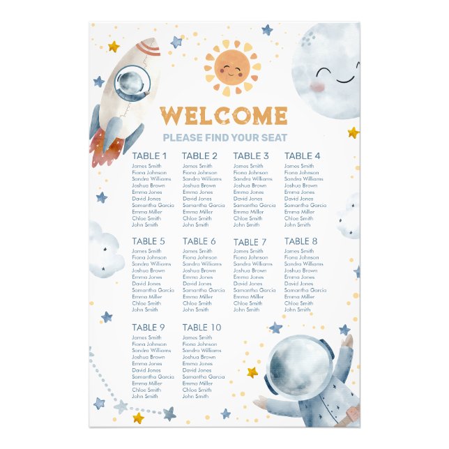 First Trip Around The Sun Seating Chart Photo Print (Front)