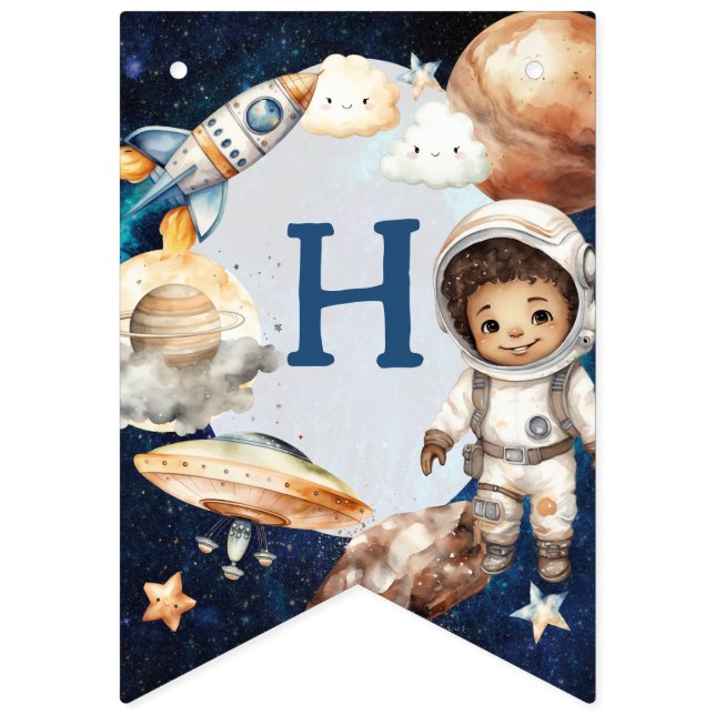 First Trip Around the Sun Space 1st Birthday Bunting (Second Flag)