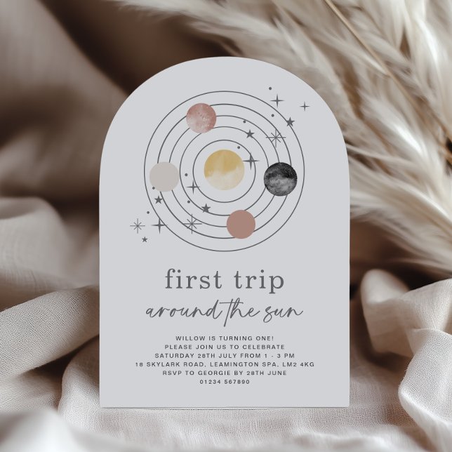 First Trip Around The Sun Space Arch Birthday Invitation (Creator Uploaded)