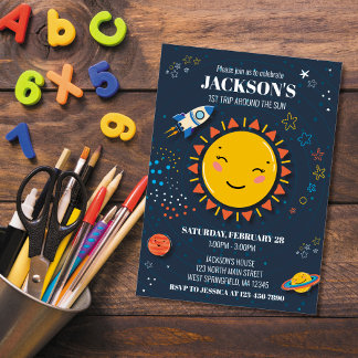 First Trip Around the Sun Space Birthday Invite