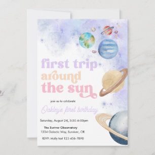 First Trip Around the Sun Space Invitation