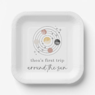 First Trip Around The Sun Space Paper Plate