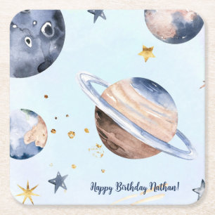 First Trip Around the Sun  Square Paper Coaster
