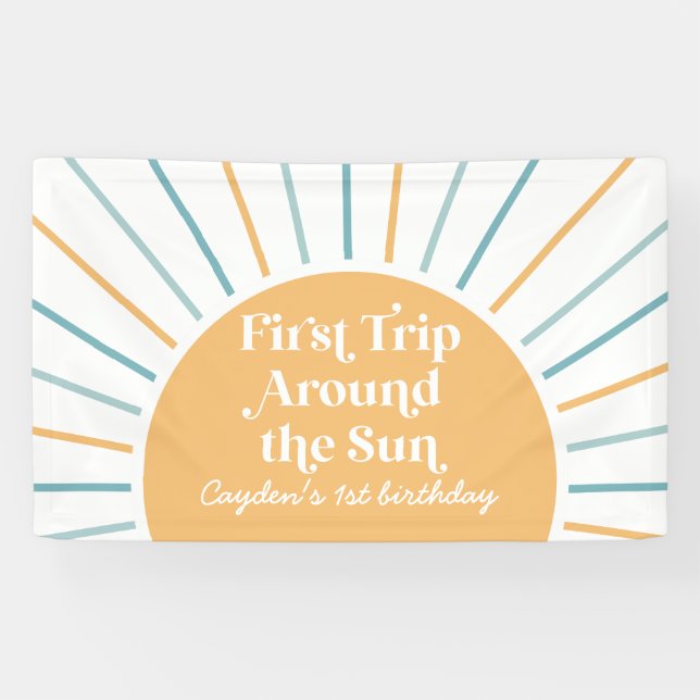 First Trip around the Sun Sunshine 1st birthday Banner (Horizontal)