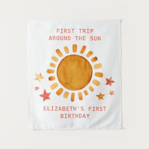 First Trip Around The Sun- Sunshine 1st Birthday Tapestry