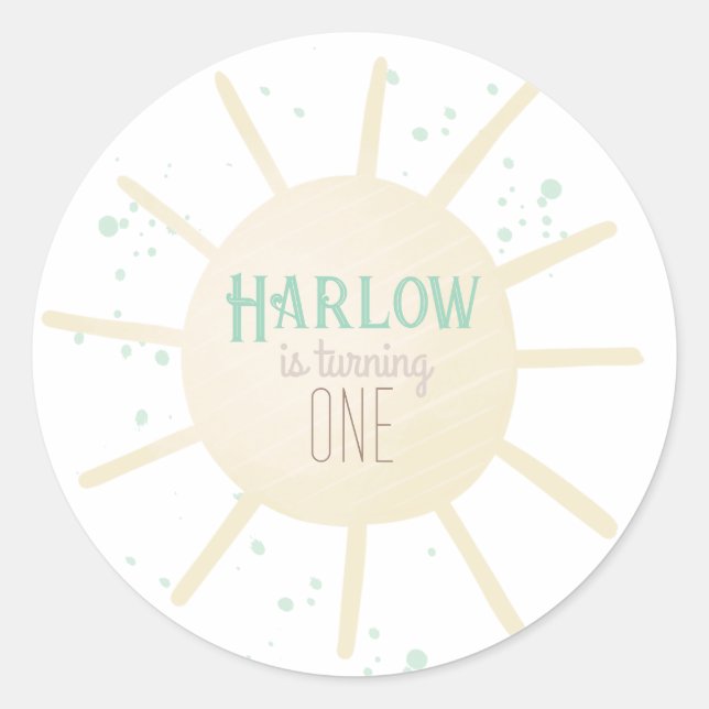 First Trip Around The Sun Turning One 1st Birthday Classic Round Sticker (Front)
