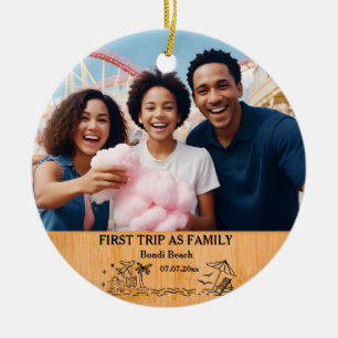 First Trip As Family keepsake & Custom 2 Photos Ceramic Tree Decoration