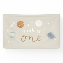 ‘First Trip’ Beige Space Theme 1st Birthday