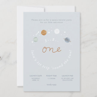First Trip Space Theme 1st Birthday Invitation