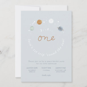 First Trip Space Theme 1st Birthday Invitation 2