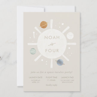 ‘First Trip’ Sun Space Kids Birthday Invitation