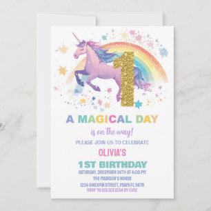 First Unicorn Birthday Invitations