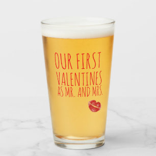 FIRST VALENTINES AS MR. AND MRS. LOVE KISS GLASS
