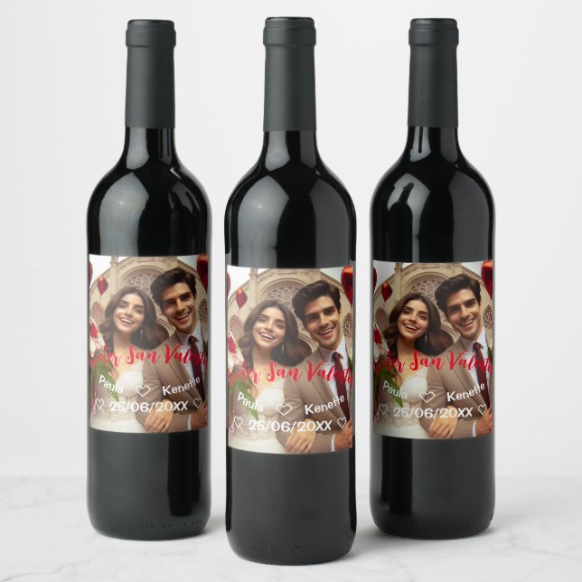 First Valentines's Day Together | Photo Spanish Wine Label (Bottles)