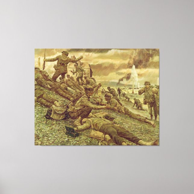 First Wave at Omaha by Ken Riley World War II Canvas Print (Front)