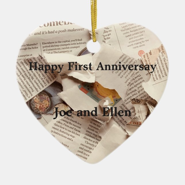 First Wedding Anniversary Editable Ceramic Tree Decoration (Front)