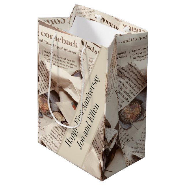 First Wedding Anniversary Editable  Medium Gift Bag (Front Angled)