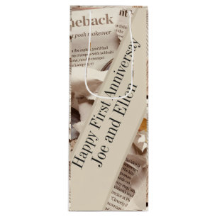 First Wedding Anniversary Editable  Wine Gift Bag