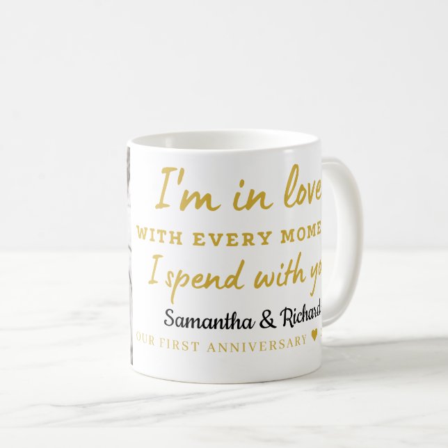 First Wedding Anniversary Love Quote Photo Coffee Mug (Front Right)