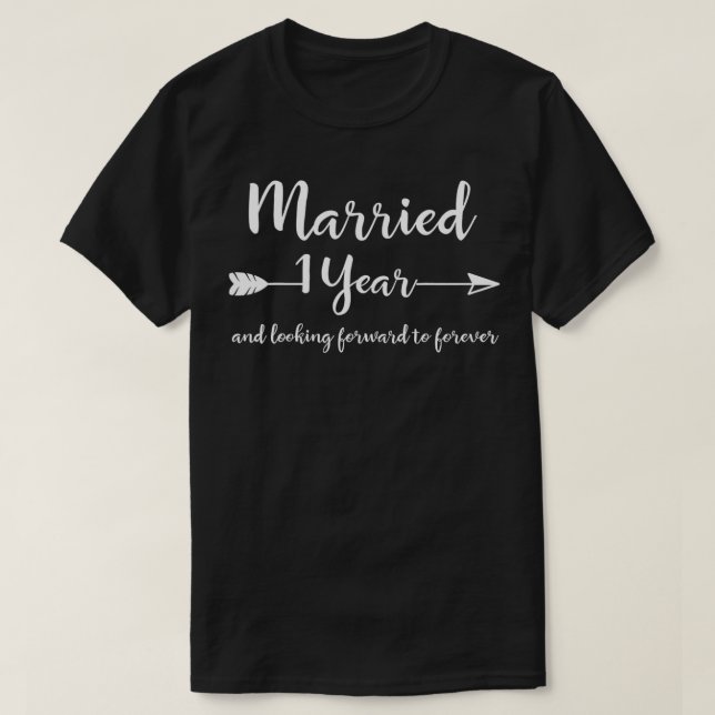 First Wedding Anniversary Newlyweds Him Her Marrie T-Shirt (Design Front)