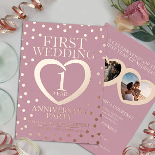 First wedding anniversary party pink rose gold
