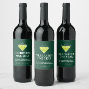 First wedding anniversary peridot green favour wine label