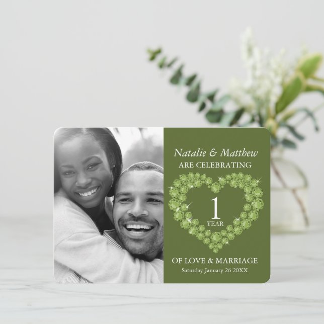 First wedding Anniversary Peridot green photo  Invitation (Standing Front)